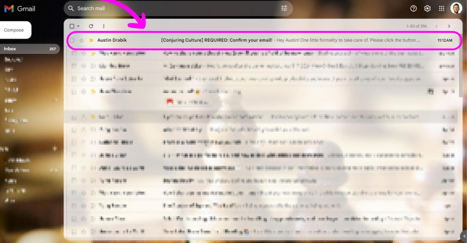 Example of the confirmation email in an inbox.